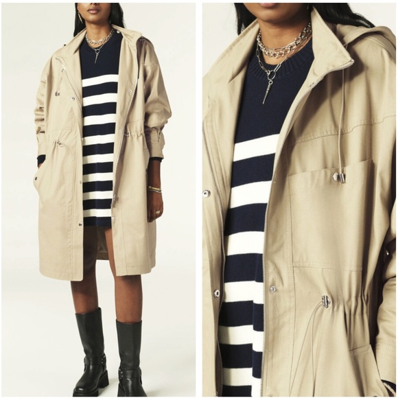 NEW Ba&sh Tylan Trench Trenchcoat - Beige Tan Cotton